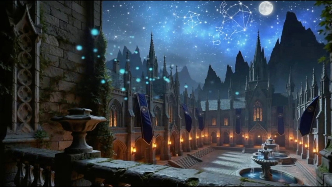 Zodiac Academy Ambience ✨ Magical Academy at Night | Fantasy Study & Reading Atmosphere