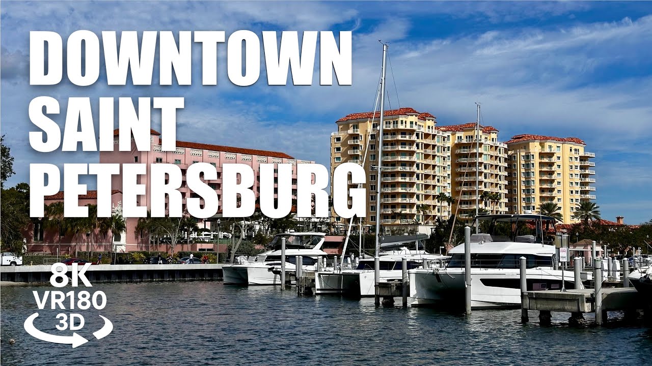 Downtown Saint Petersburg Florida Walk VR180 8K 3D Waterfront City Walk, Tampa Bay VR视频 8K 3D動画 VR旅行