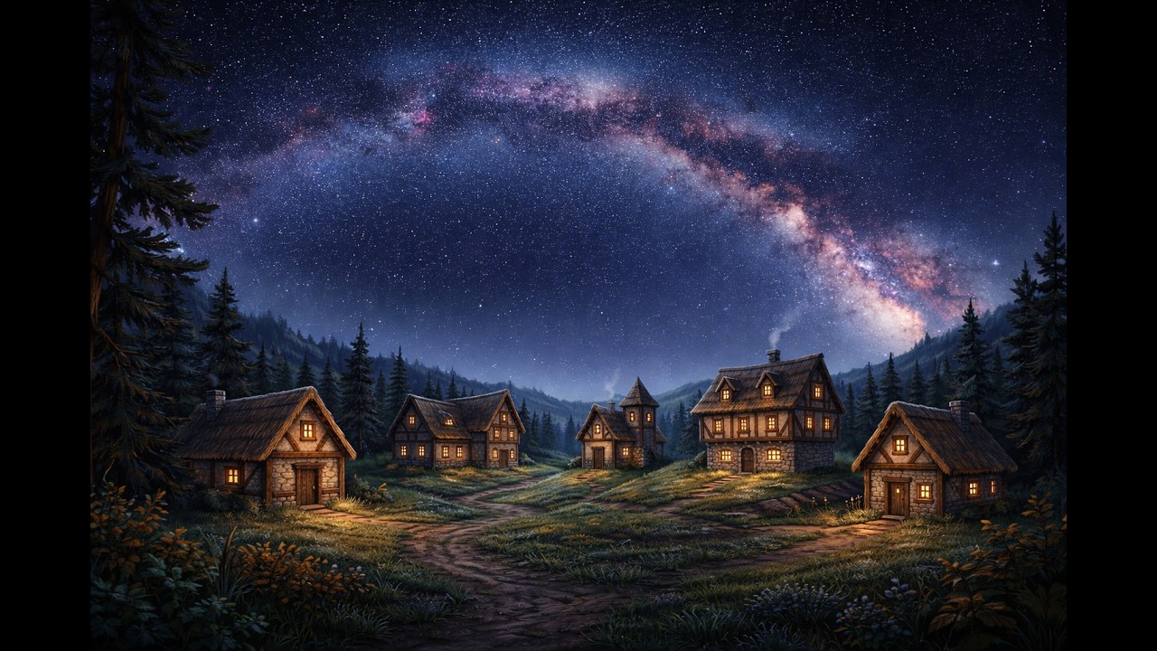 Village night under the starry sky (Deep Sleep / Relaxation)