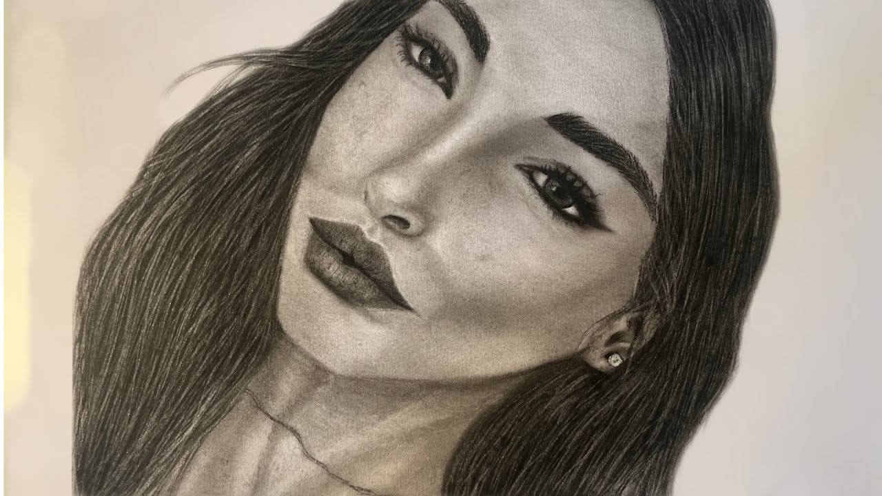 How to Draw a Beautiful Girl with Oriental Eyes | Charcoal Pencil Tutorial