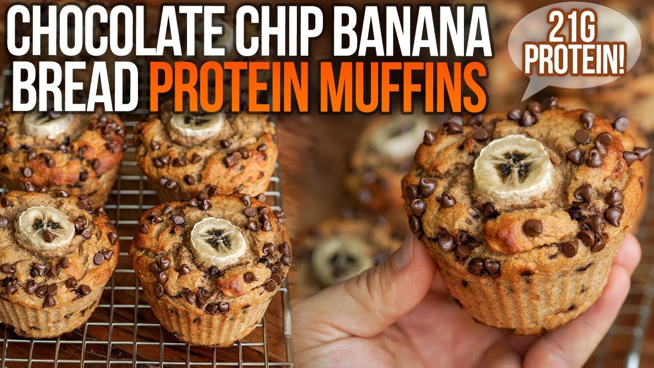 Chocolate Chip Banana Bread Protein Jumbo Muffins! 21g Protein!