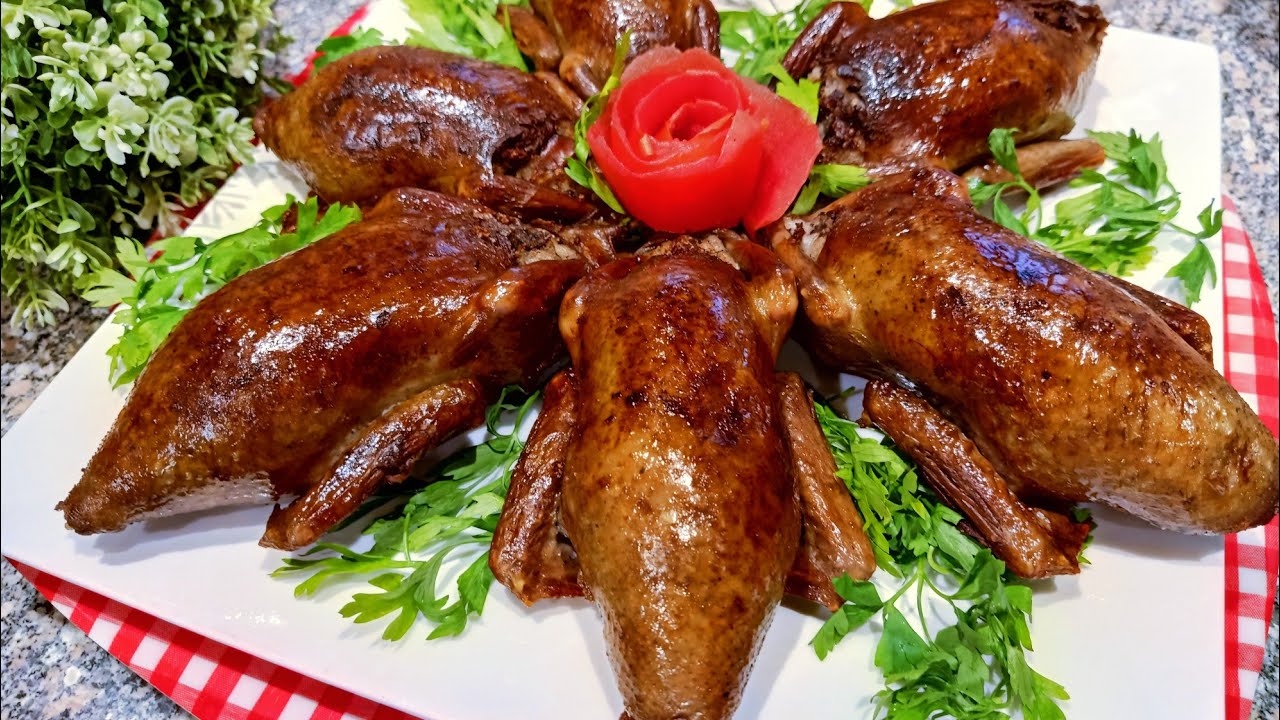 (الحمام المحشي بطريقة المحترفين خطوة بخطوة ،والنتيجة روعة👌😋)