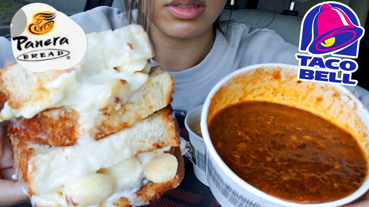 ASMR PANERA BREAD CAR MUKBANG GRILLED MAC N CHEESE SANDWICH TURKEY CHILI REAL SOUND 먹방 TWILIGHT SHOW