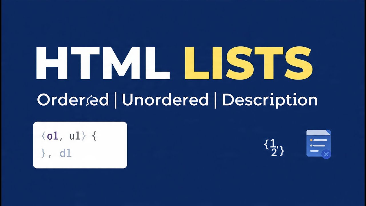 HTML Lists Explained in Hindi | IWT | Ordered, Unordered, Description List | All Universities