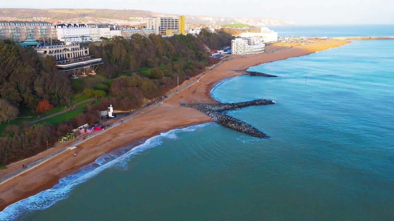 Drone footage of Sandgate after Storm Goretti