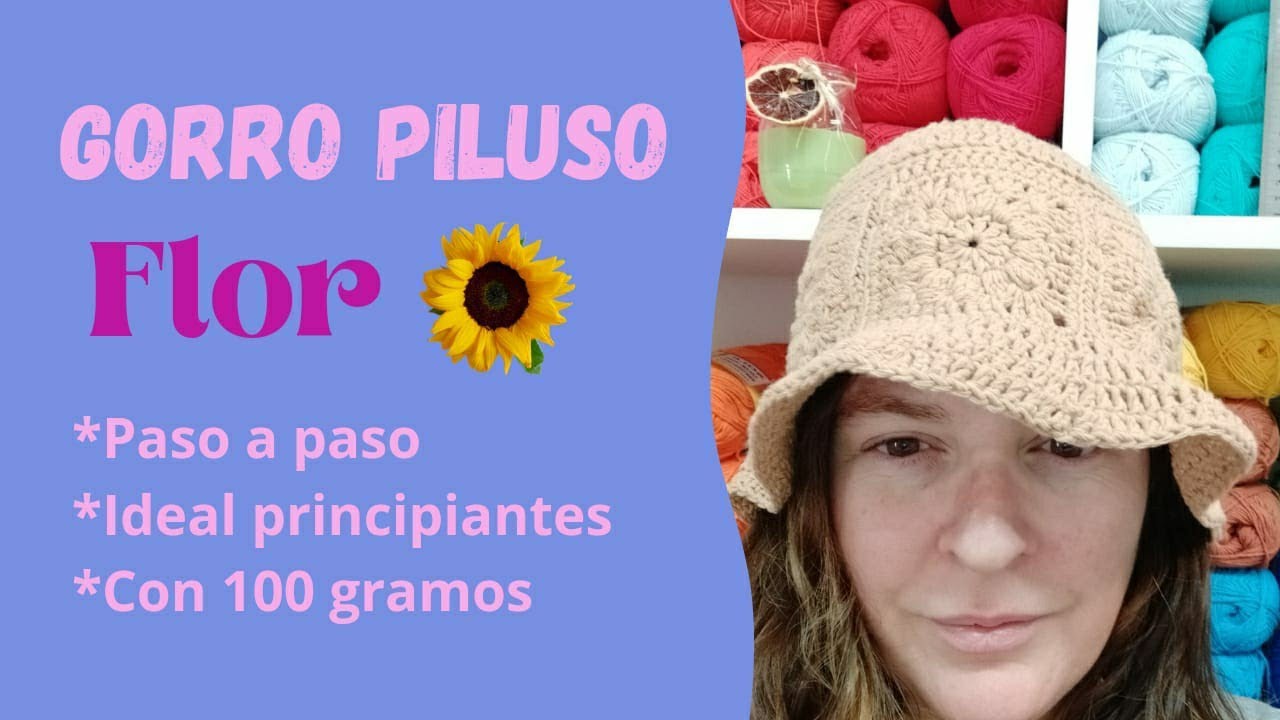 Gorro Piluso Flor Crochet