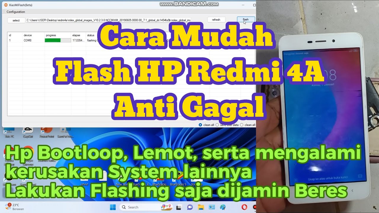 Cara Flash HP Redmi 4A anti gagal mengatasi hp bootloop, mentok logo, lemot dll