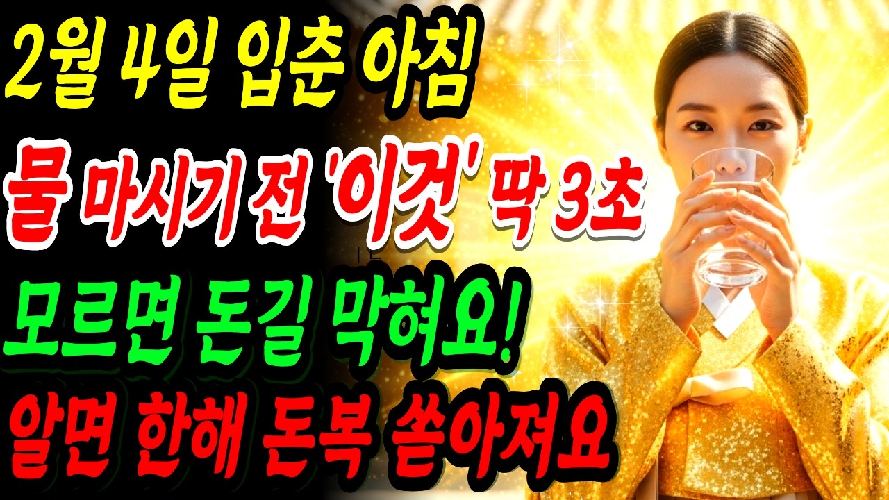2월 4일 입춘 아침,, 물 마시기 전 ‘이것’ 3초만 하세요! 2026년 재물운 터지고 돈복 쏟아집니다 | 금전운 | 부자되는 풍수 비법