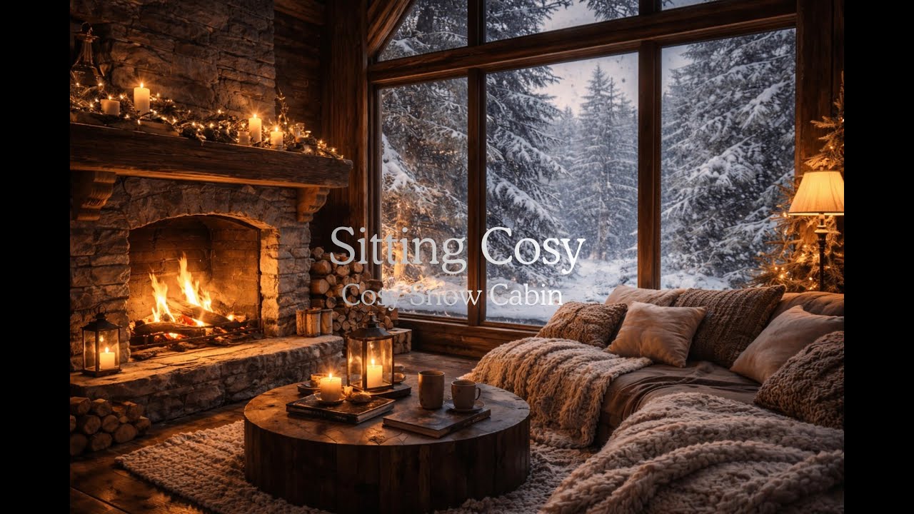 Cozy Snowy Cabin Fireplace ❄️🔥 6 Hours | Snowfall & Fire Sounds for Reading, Deep Sleep & Relaxation