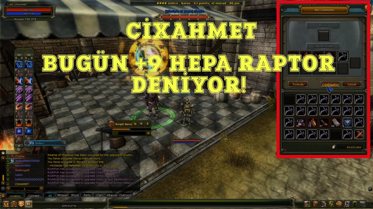 CİXAHMET - 20 ADET HEPA RAPTOR DENİYOR VE +9 BASMAK İ&Ccedil;İN KOLLARI SIVIYOR! Knight Online