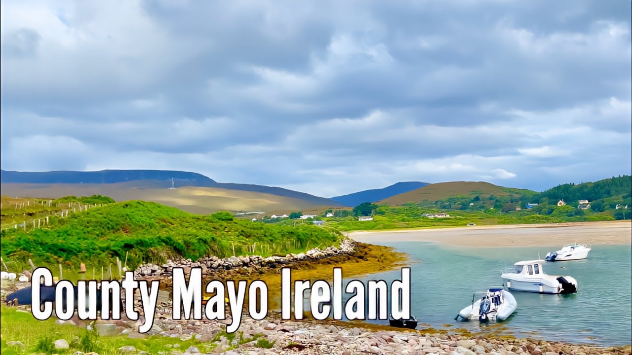 4k Ireland: Driving tour of Achil Island, driving from Cashel South to Westport county Mayo, Ireland
