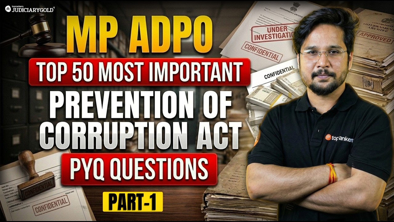 Prevention of Corruption Act |  MP ADPO 2026 | Minor Acts | Important Sections & MCQ Practice Set 🎯