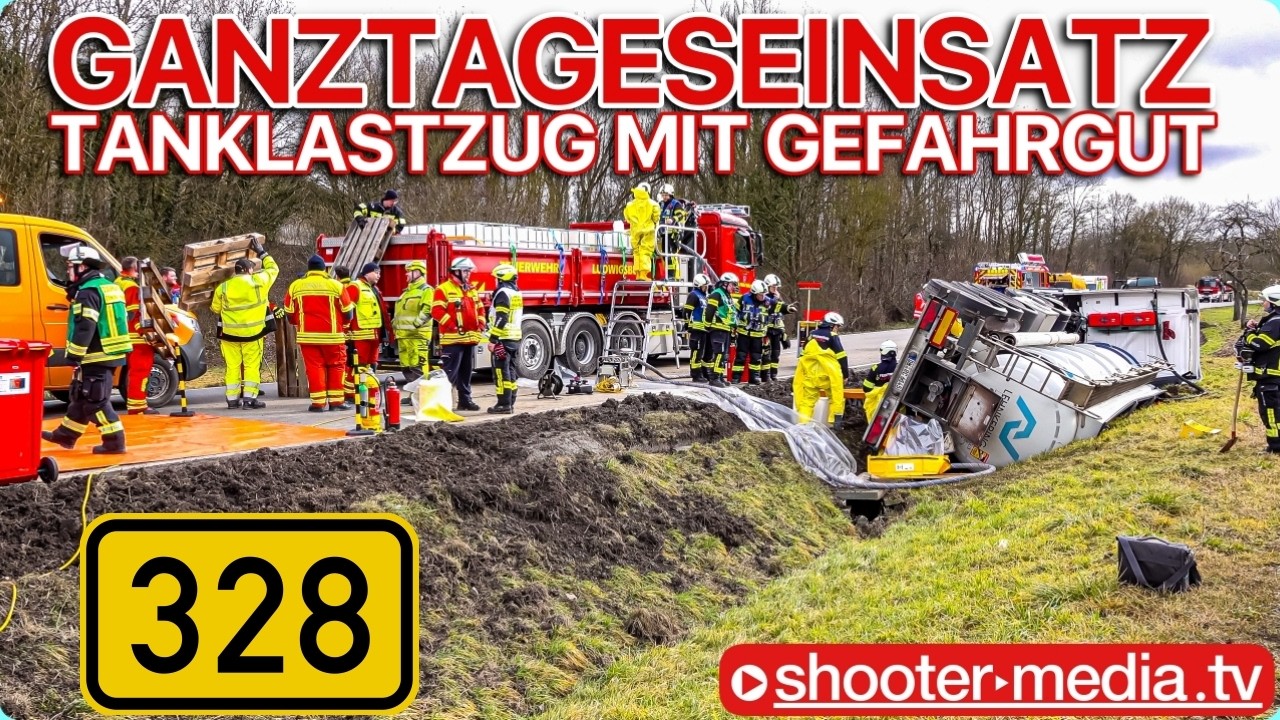 ⚠️ 🚧  B328: TANKLASTZUG MIT GEFAHRGUT VERUNGLÜCKT  🚧 ⚠️ | 🚒 Großeinsatz Feuerwehr 🚒