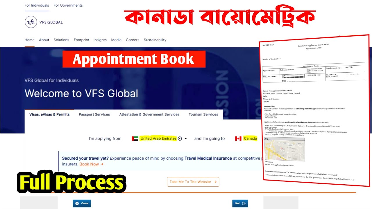 VFS Global Appointment Booking for Canada Biometric || কানাডা বায়োমেট্রিক এ্যাপোয়েন্টমেন্ট বুক করুন