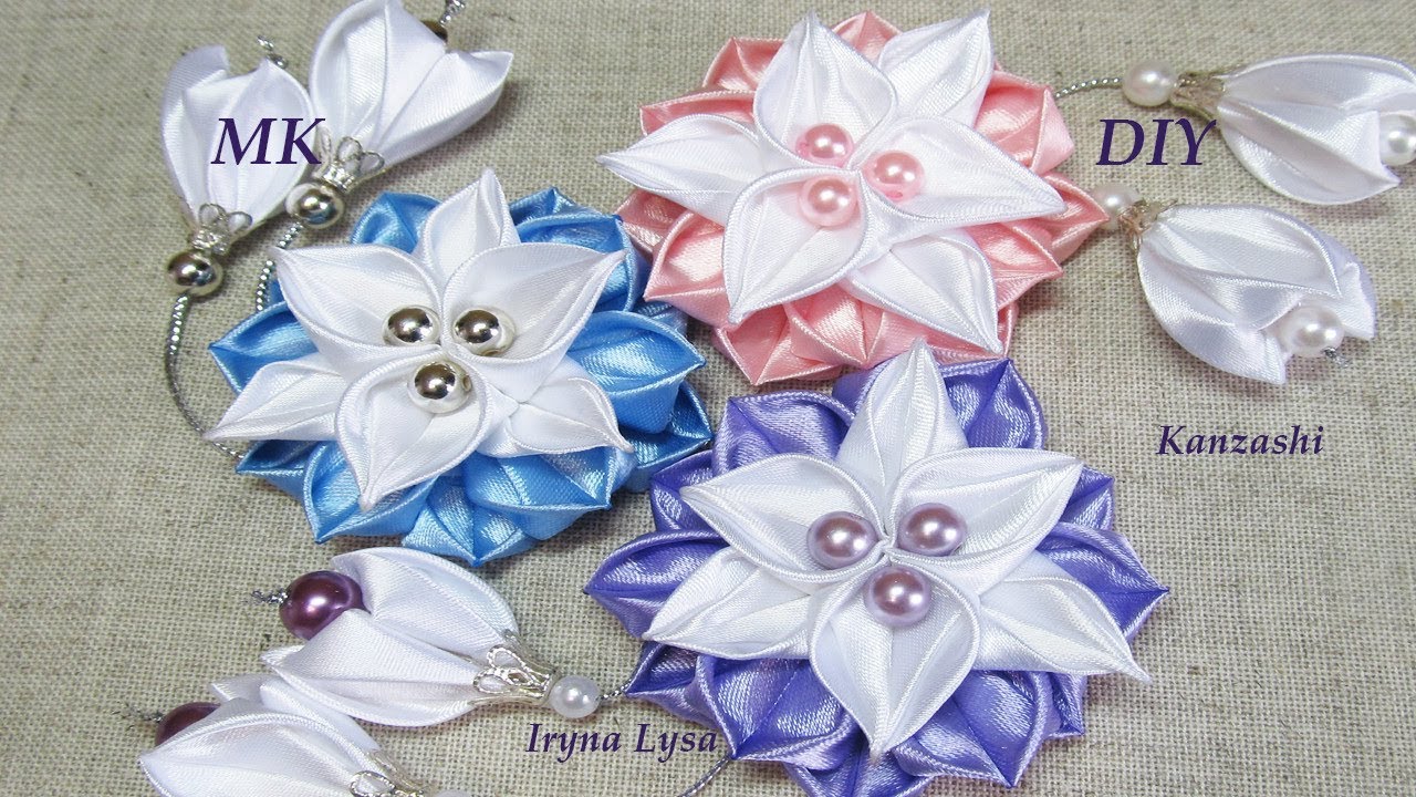 DIY Kanzashi Flowers, How To Make A Hairclip, Satin Ribbon