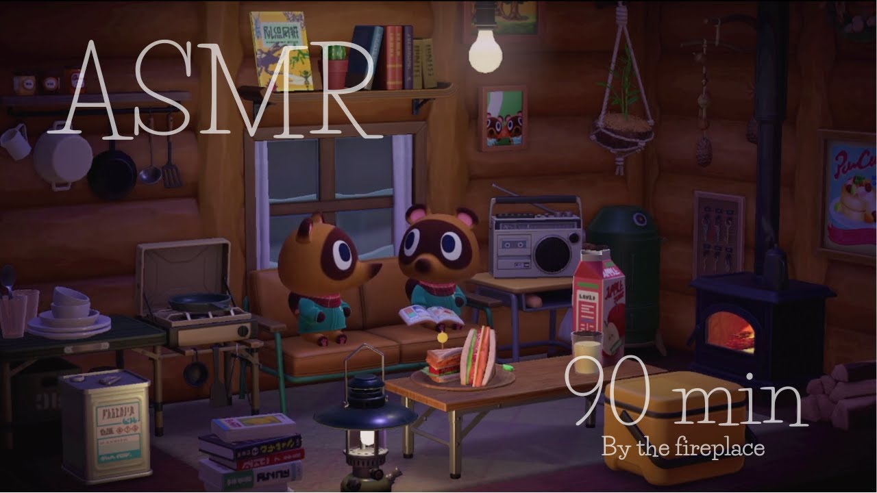 [🎧𝐀𝐒𝐌𝐑🎧] Fireplace in a Forest Cabin 🪵🌲| 90min | ACNH | 모동숲 | あつ森