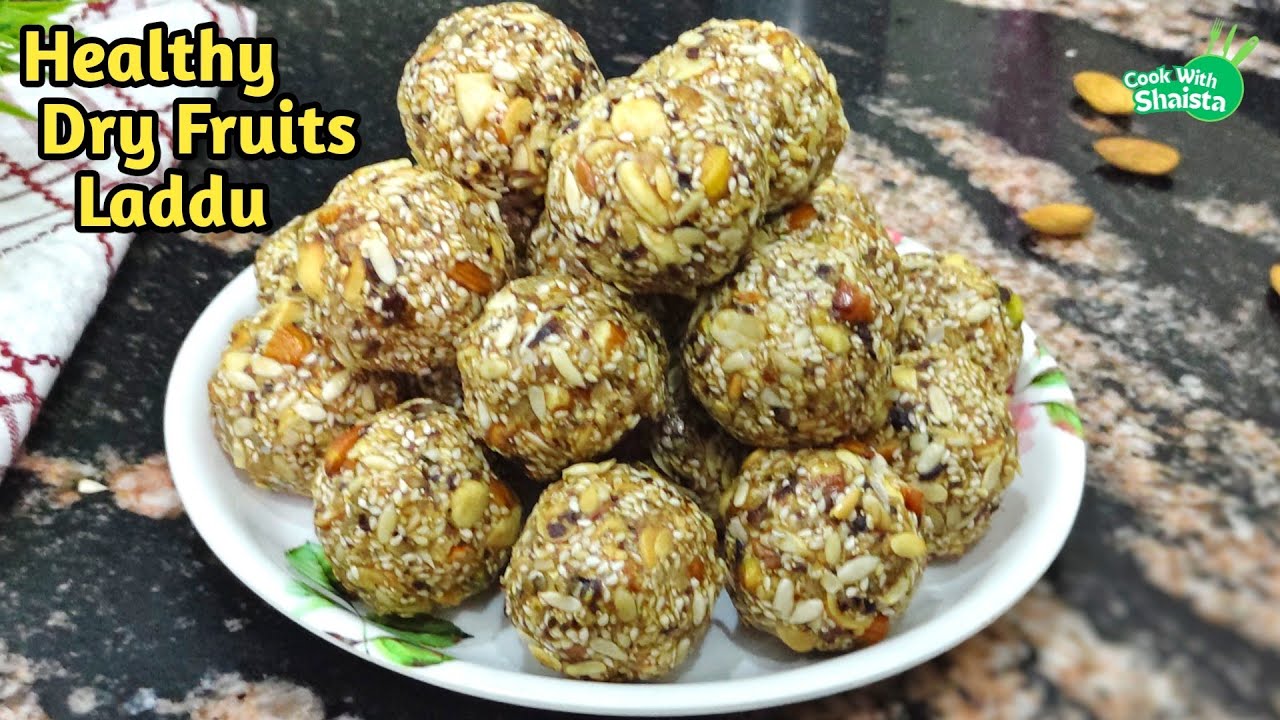बिना गुड़ बिना चीनी के खजूर ड्राई फ्रूट्स लड्डू | Sugar Free Healthy Dry Fruits Laddu Recipe 