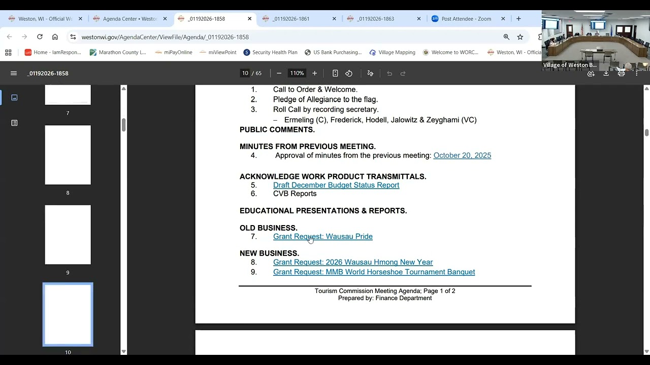 Tourism Commission - 1/19/2026