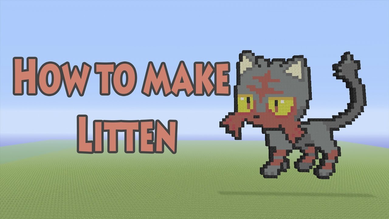 Minecraft Pixel Art Tutorial | How to make Litten (Pokemon Sun & Moon)