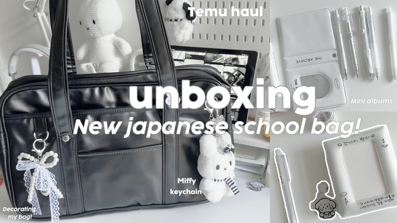 Aesthetic ~Temu haul~🍵japanese school bag, aesthetic mini albums, muji theme pen, cute keychains🍥