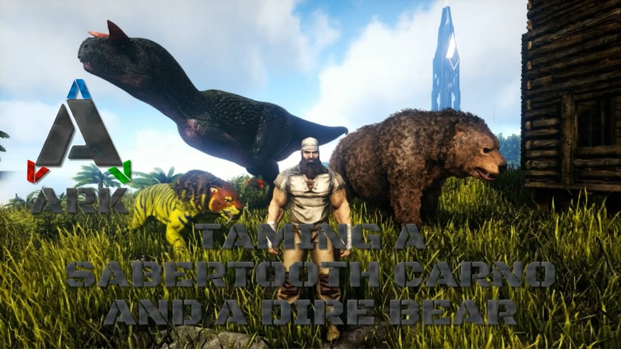 Taming A Sabertooth A Carnotaurus And A Dire Bear Ark Survival Evolved The Island Ep 8