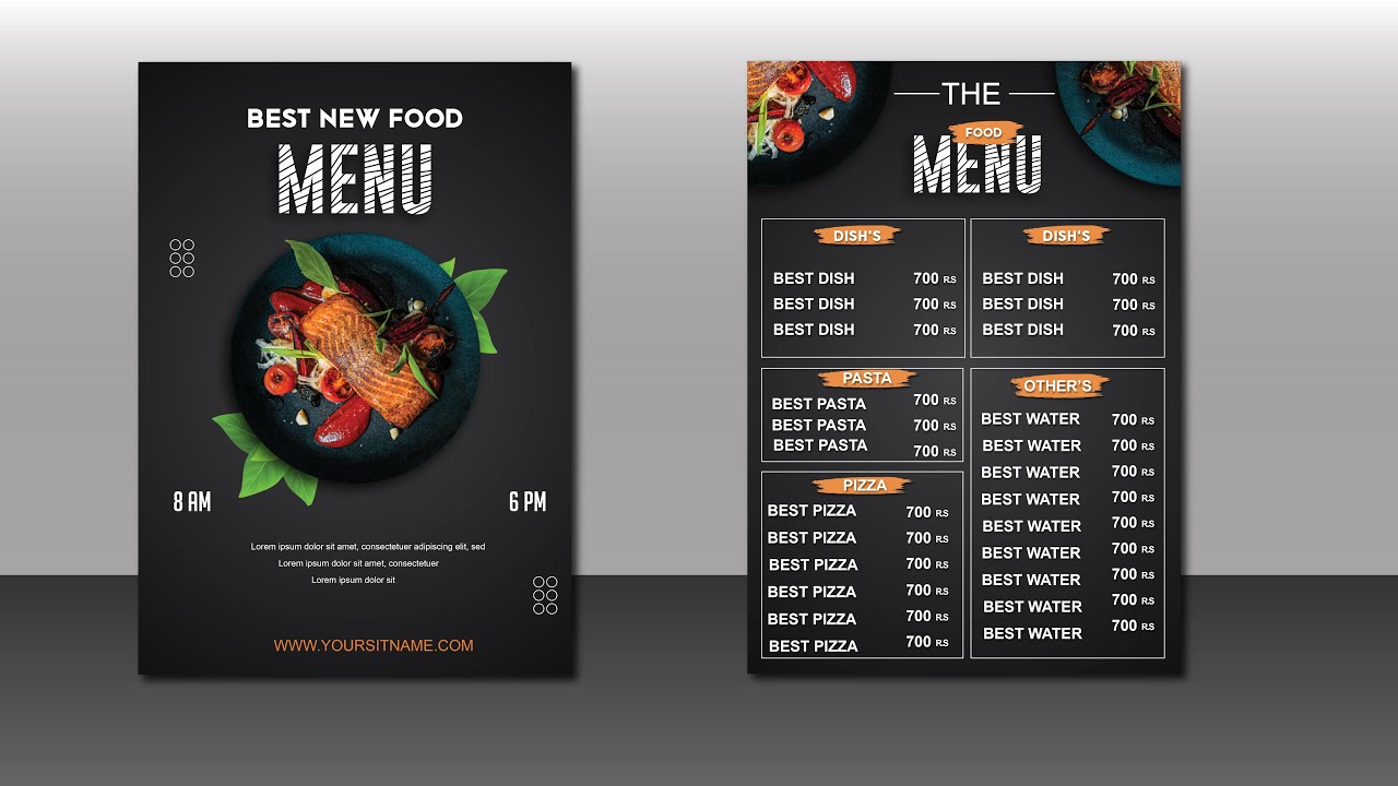 simple restaurant menu design in illustrator 2022 #menudesign