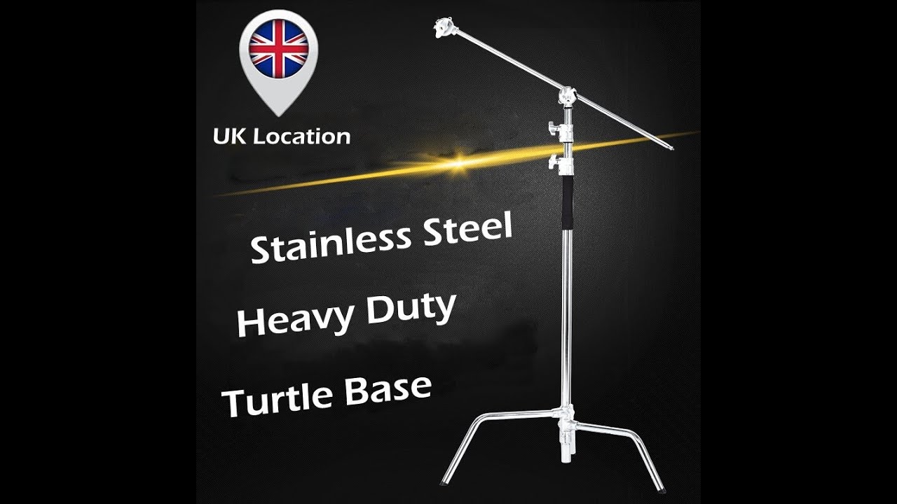 Heavy Duty Turtle Base 3m C-Stand w/ 50'' Boom Arm Gobo Grip Head 128cm Crossbar