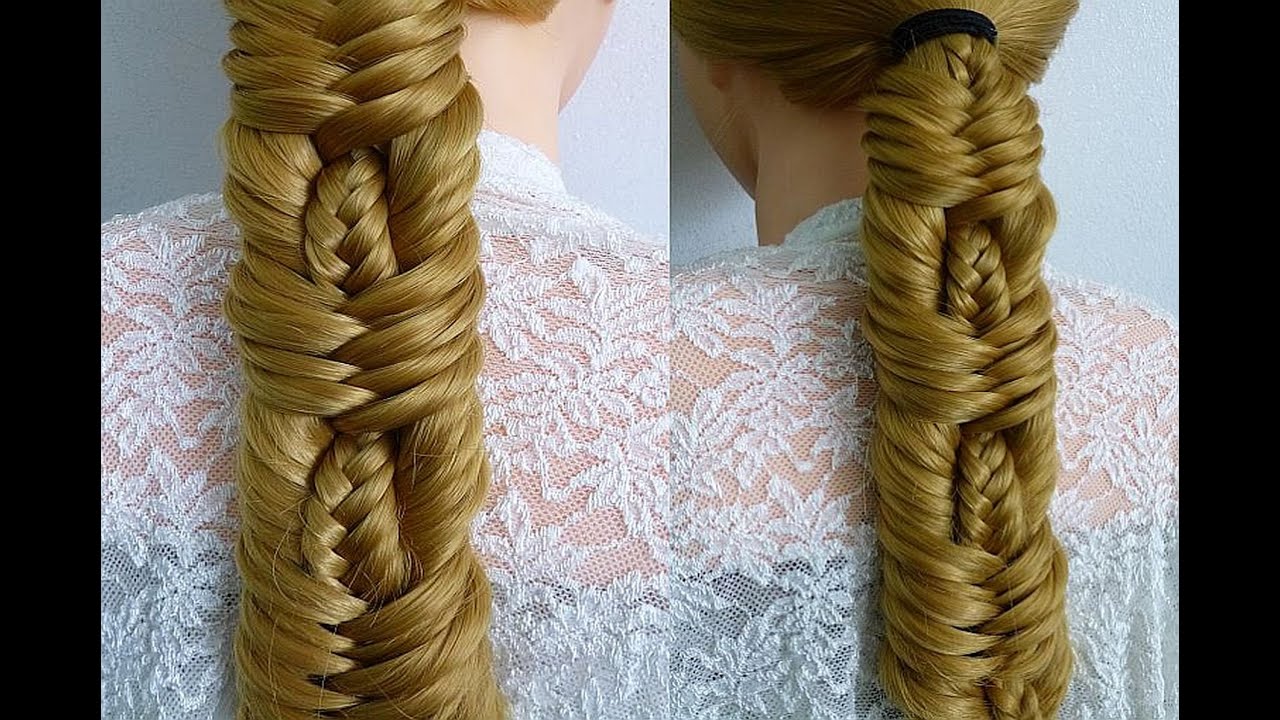 Fishtail Braid. Cute Double Fishtail Braid Hairstyle Tutorial for Long Hair.Penteados