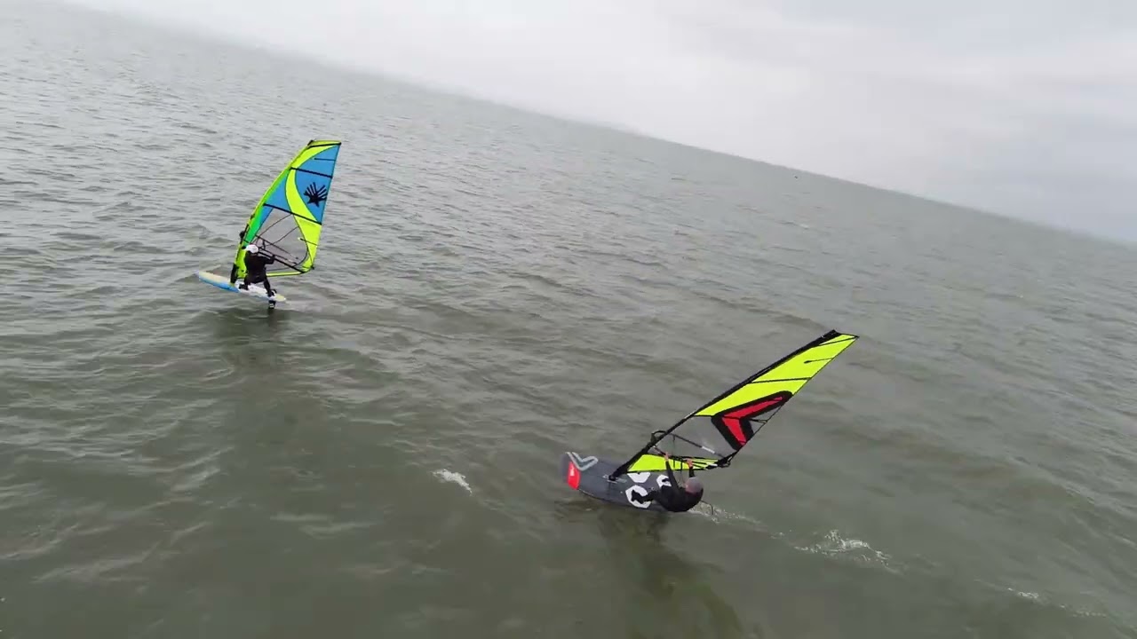 Old blokes Windfoiling Stokes Bay with Out takes!