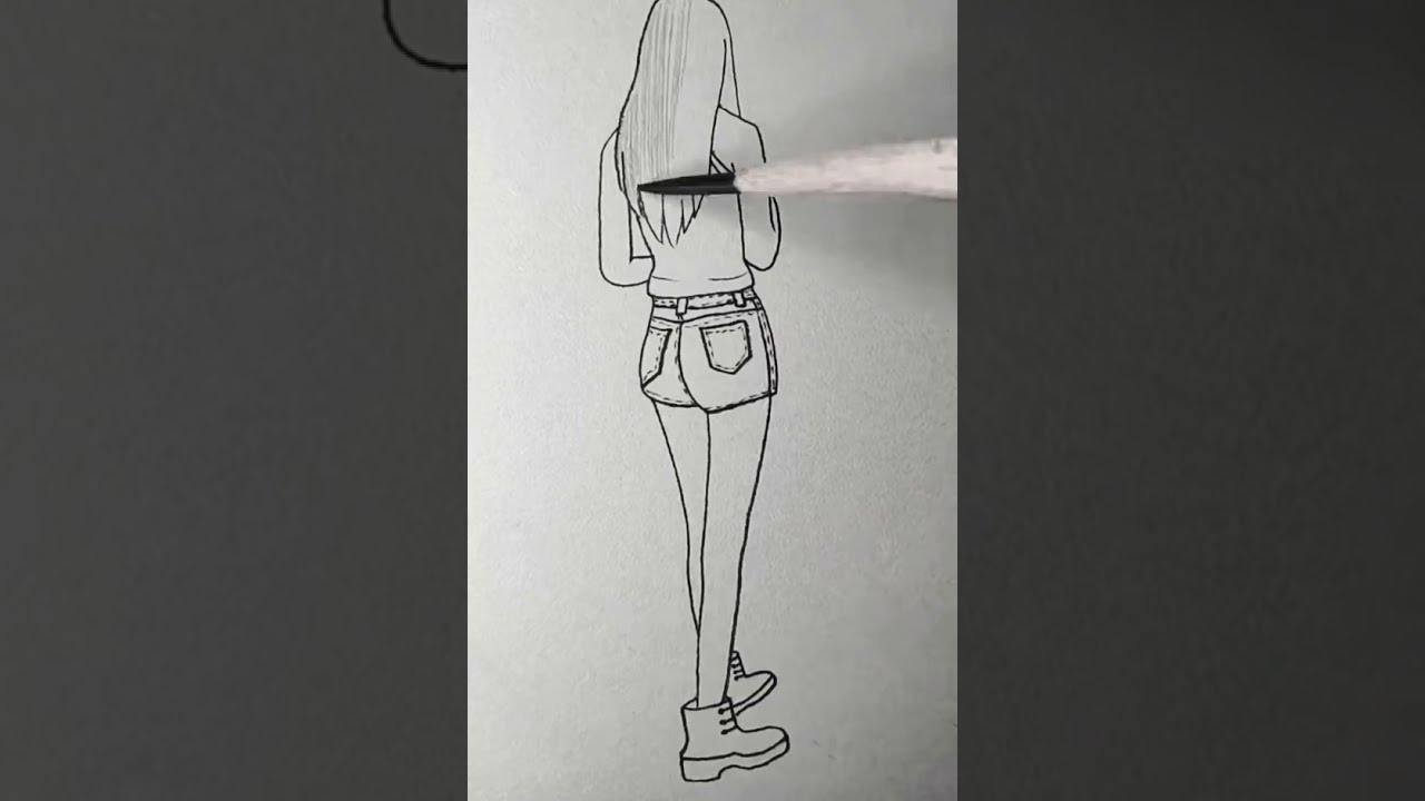 How to draw a girl's silhouette in 20 seconds. Рисуем силуэт девушки за 20 секунд.
