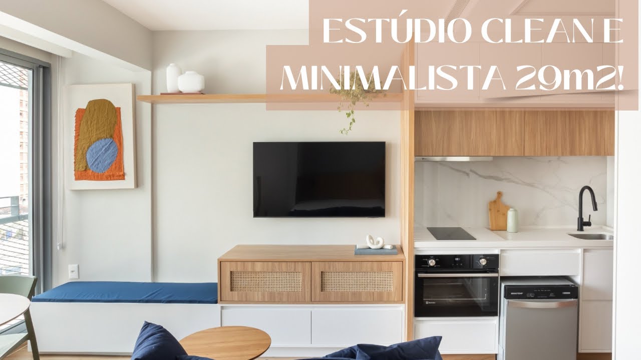 TOUR ESTÚDIO CLEAN E MINIMALISTA DE 29m2!