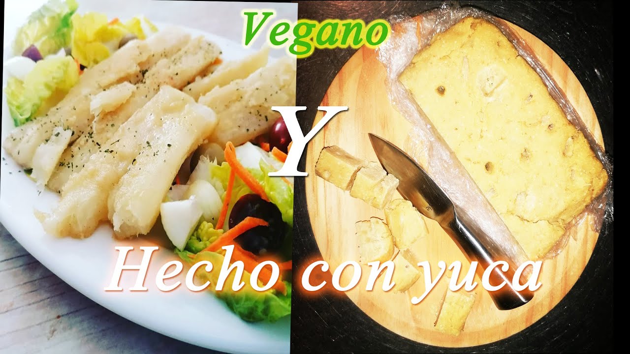 Queso vegano y pescado vegano hecho con yuca