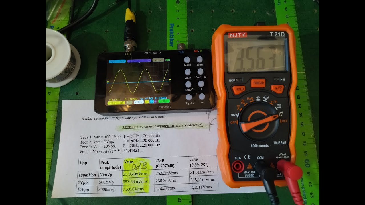 Testing the sine wave bandwidth of  DMM NJTY T21B with  6000 counts.
