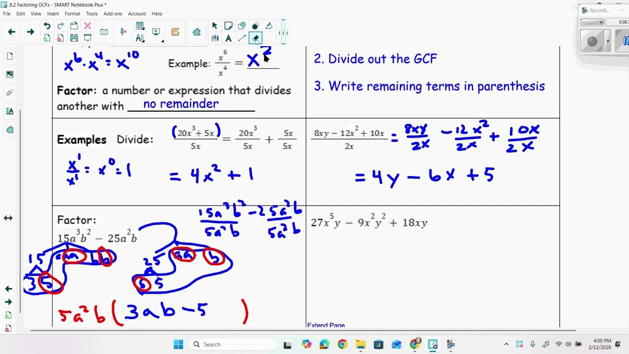 8 2 Factoring GCFs