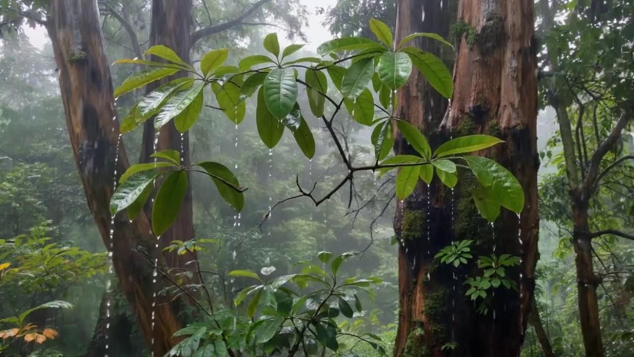 Rain Sounds at Night on Rooftop – Calming Thunder for Sleeping Peacefully