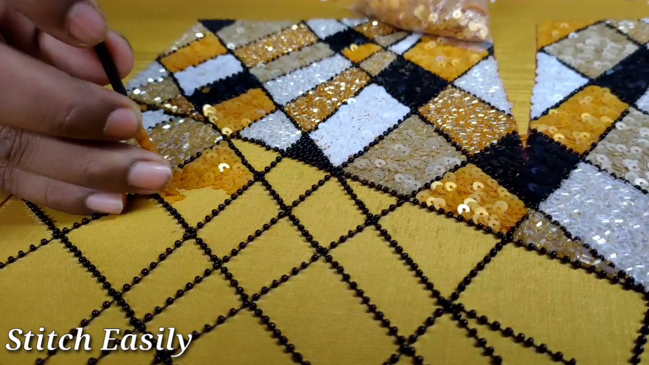 Sequence and Beads Embroidery Work | Sequence Embroidery design @StitchEasily