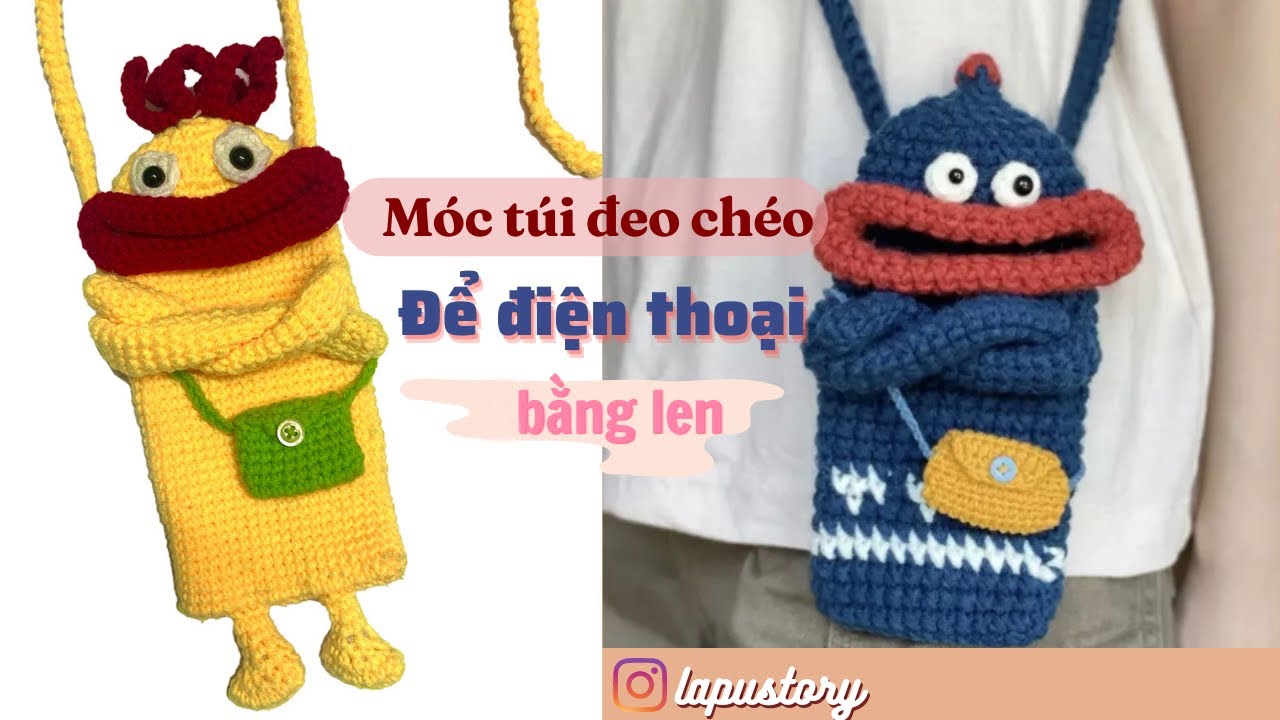 HƯỚNG DẪN MÓC TÚI ĐỂ ĐIỆN THOẠI MÔI TỀU BẰNG LEN HÌNH HOẠT HÌNH ♡ PHẦN 1 ♡ Lapustory
