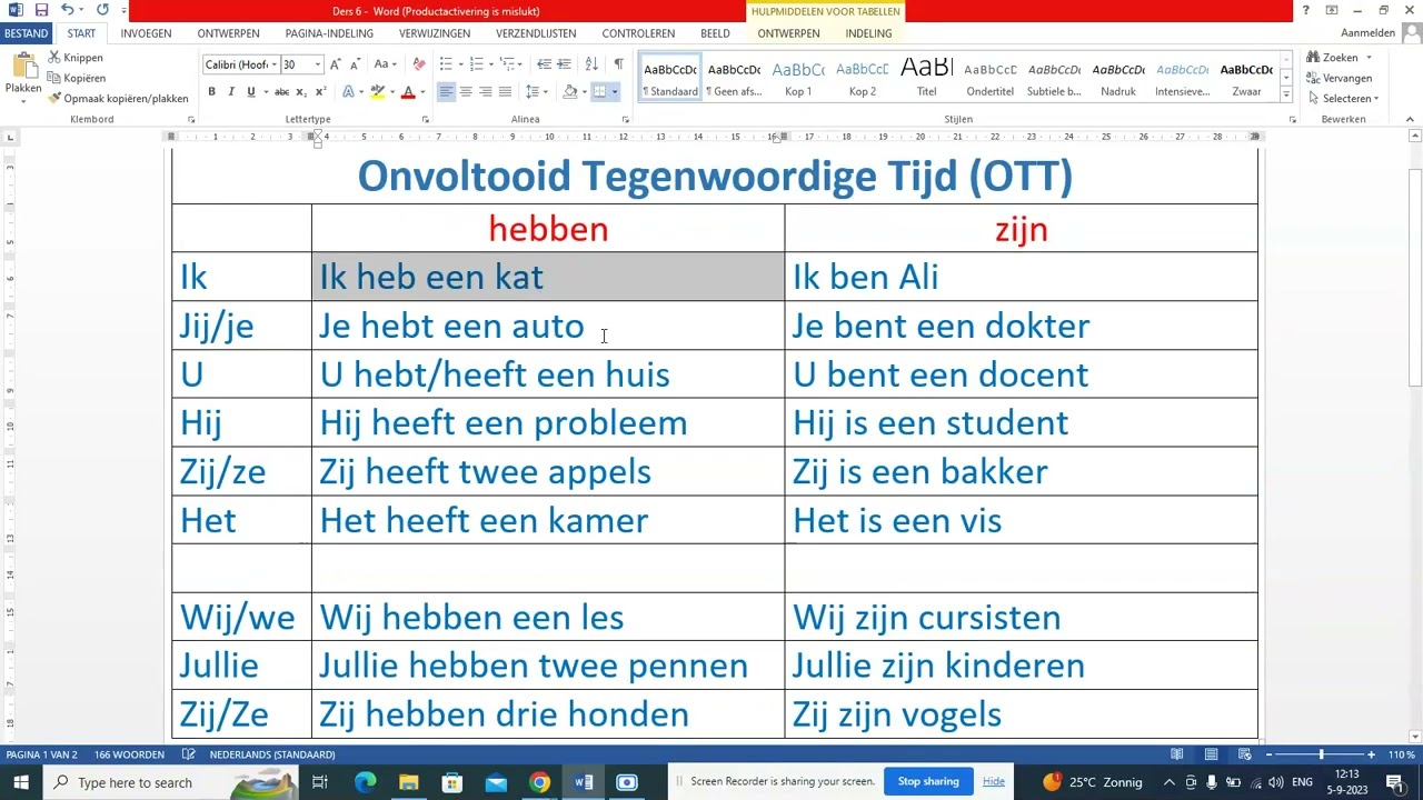 Ders 6.  Hollandaca Hebben ve Zijn Fiil Çekimi, Hebben en Zijn Conjugatie, NT2