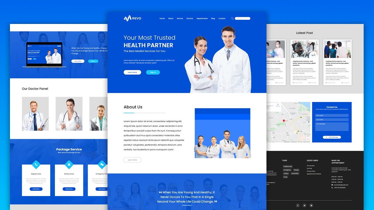 Create A Responsive Hospital Website Using HTML, CSS & JavaScript