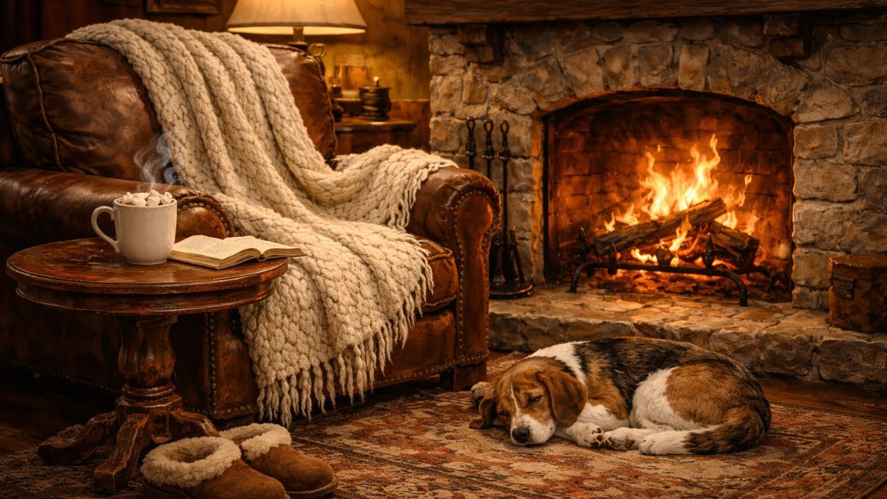 Cozy Fireplace Evening | Relaxing Rain & Fire Sounds