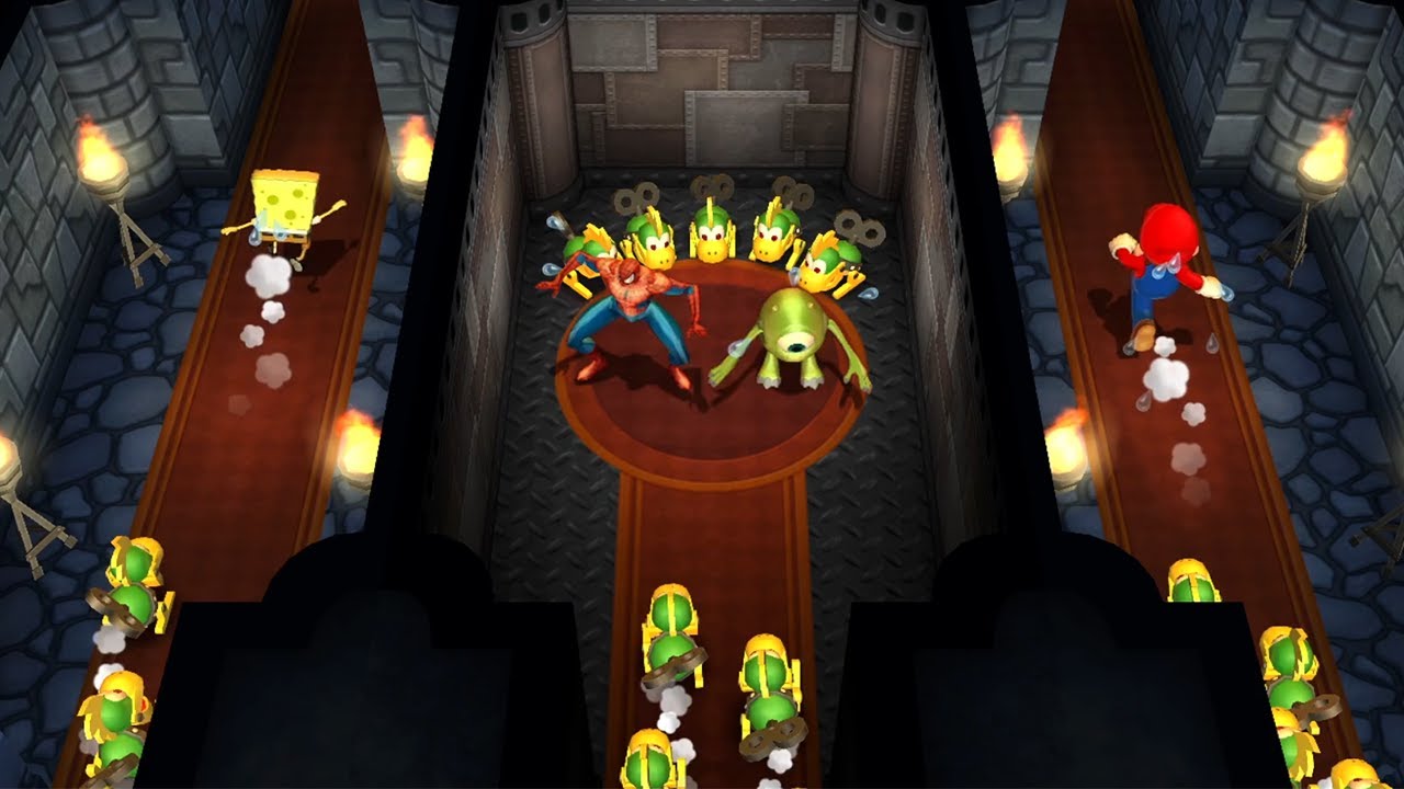 Mario Party 9 MiniGames - Luigi Vs Mario Vs Mike Wazowski Vs Spongebob (Master Difficulty)