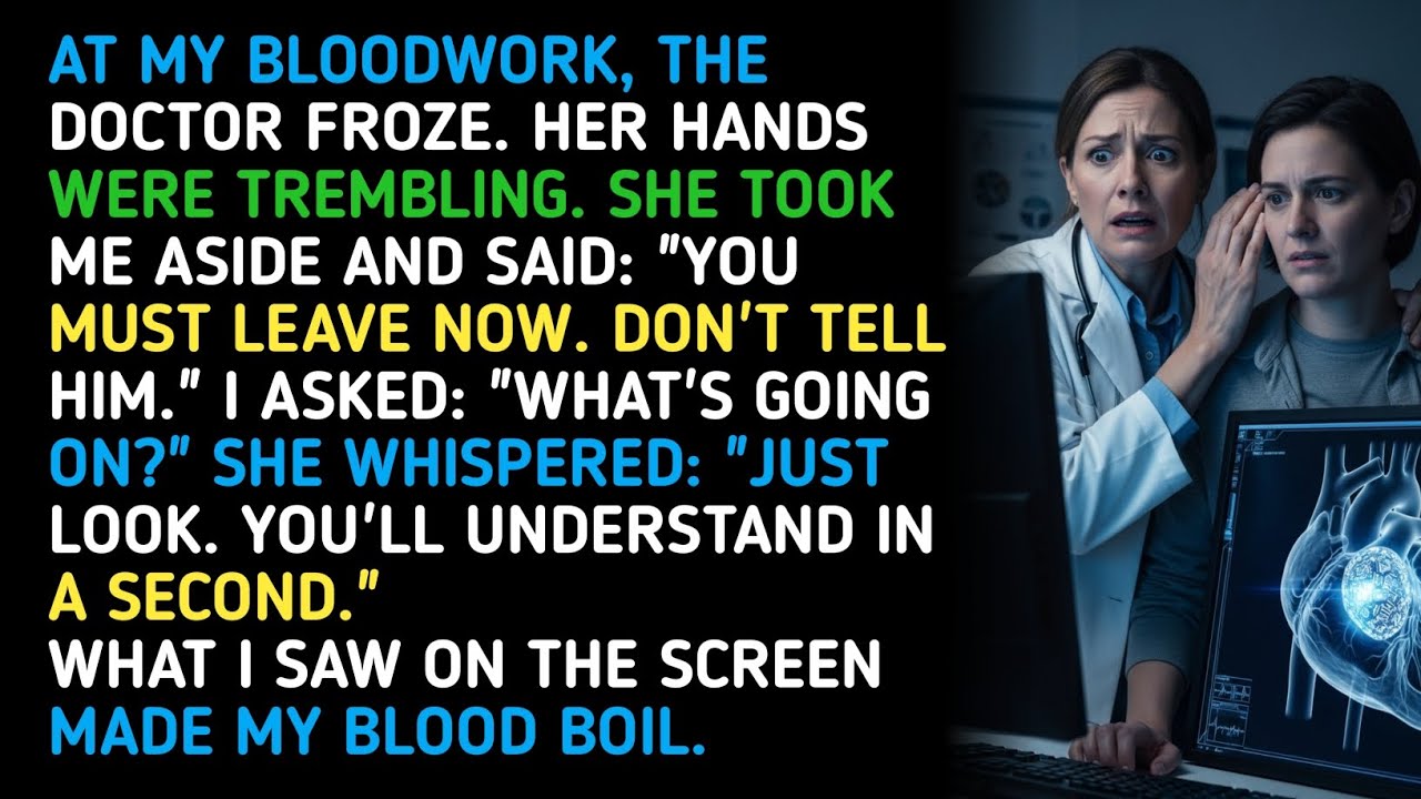 AT MY BLOODWORK, THE DOCTOR FROZE. HER HANDS WERE TREMBLING. SHE TOOK ME ASIDE AND SAID: 
