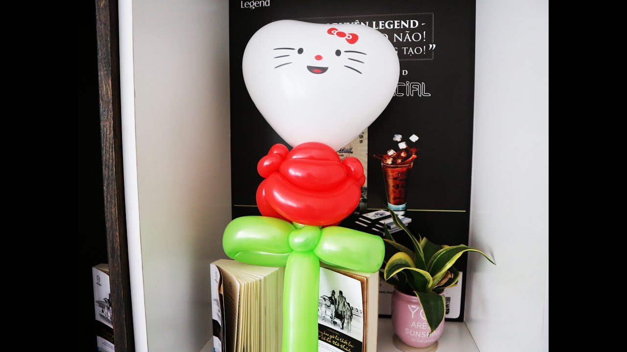 Hướng dẫn l&agrave;m hello kitty bằng bong b&oacute;ng