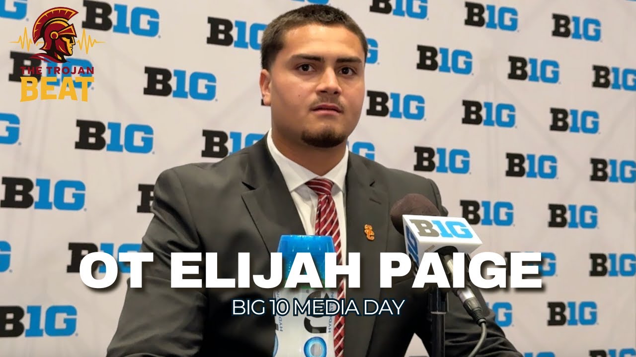 USC football offensive lineman Elijah Paige Big 10 Media Days press conference