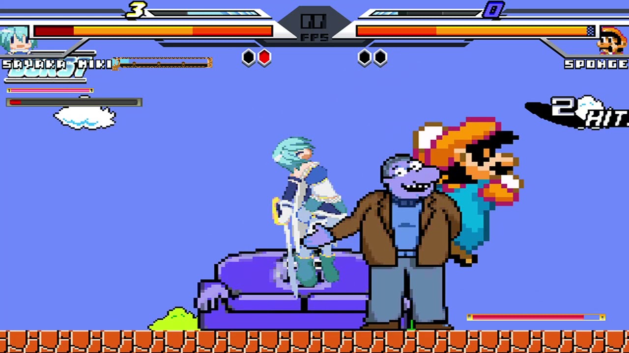 NICK54222 MUGEN: Sayaka Miki (me) VS Sponge (Spondage Mario)