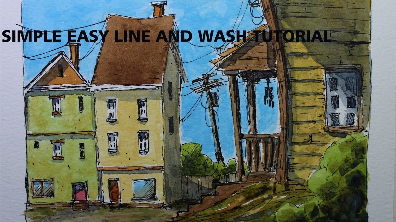 A simple line and wash urban sketching.Great lesson for beginner