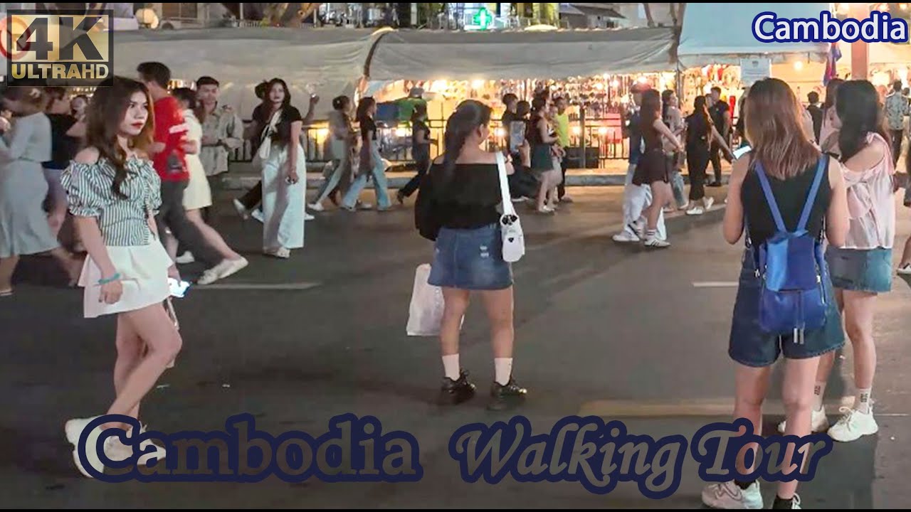 Best Khmer Street Food Scene, Weekend Nightlife Walk Tour in Phnom Penh & Cambodian Lifestyle #136