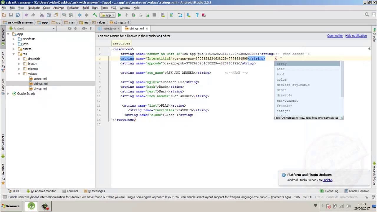 riddle with answer full reskin on android studio |change admob