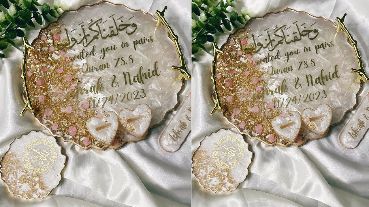 How to make Resin Nikah Tray using pressed flowers | Resin Art | Step-by-Step Tutorial