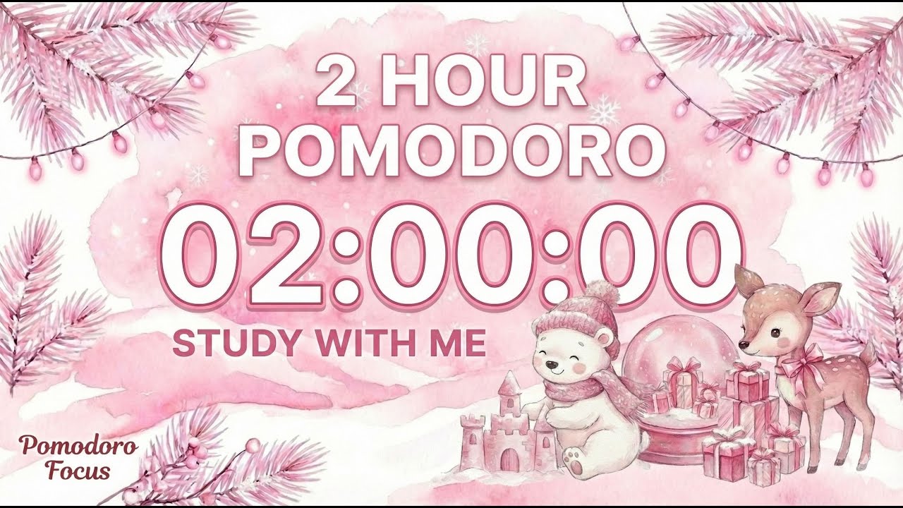 Study With Me ❄️💗 | 2-Hour Pink Winter Pomodoro for Deep Focus